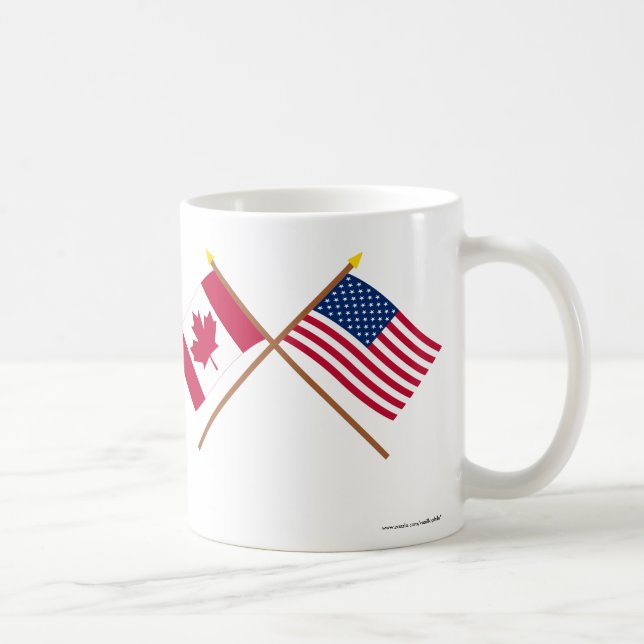 Kanada och United States korsad flaggor Kaffemugg (Höger)