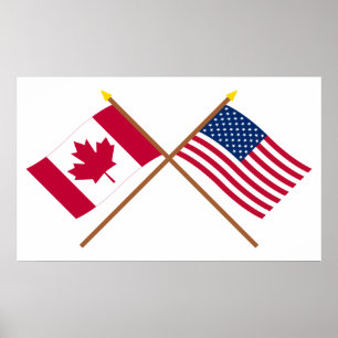 Kanada och United States korsad flaggor Poster