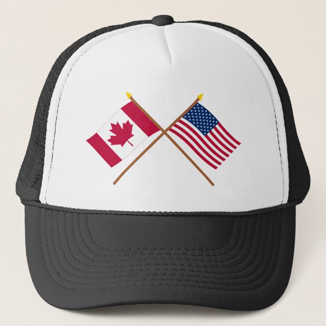 Kanada och United States korsad flaggor Truckerkeps (Framsida)