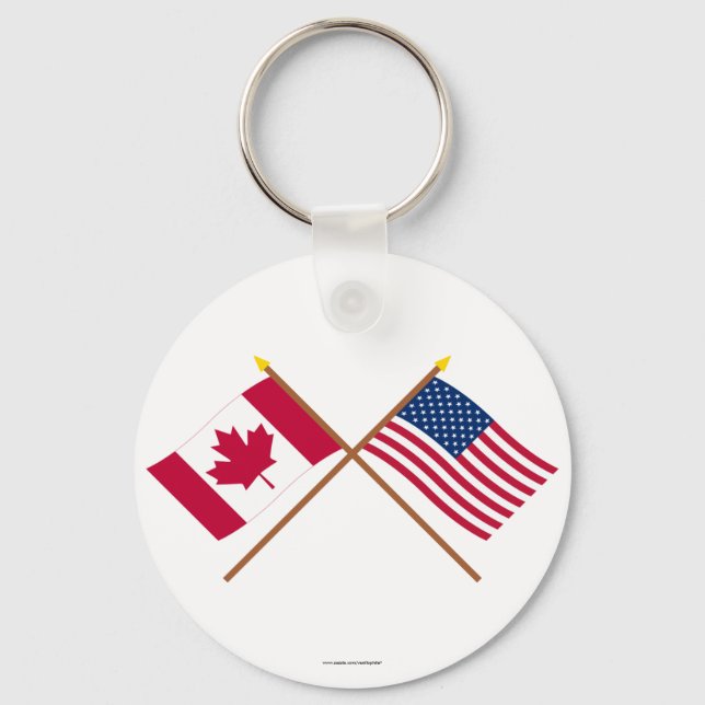 Kanada och USA:s korslagda flaggor Nyckelring (Framsida)