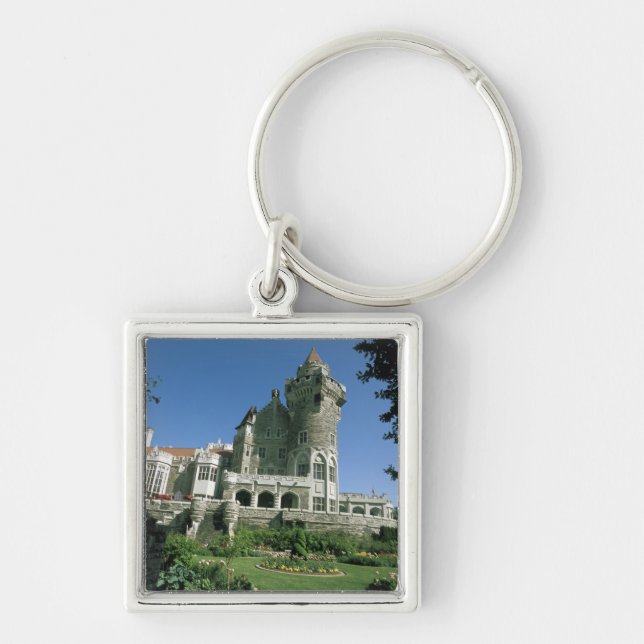 Kanada, Ontario, Toronto. Historiskt Casa Loma Fyrkantig Silverfärgad Nyckelring (Framsidan)