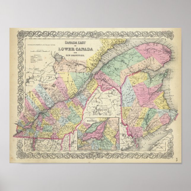 Kanada Öster eller nedre Kanada och New Brunswick Poster (Framsidan)