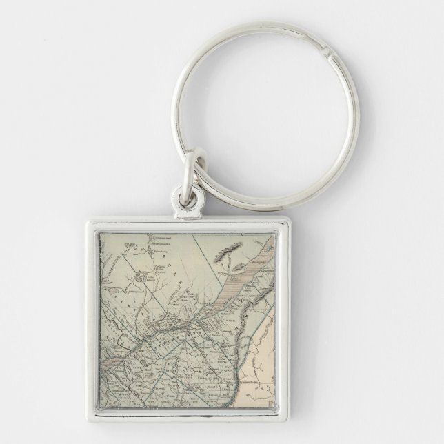 Kanada Öster Fyrkantig Silverfärgad Nyckelring (Framsidan)