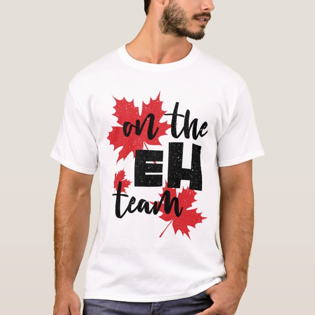 Kanada på European Team Maple löv Canadian flagga T Shirt (Framsida)