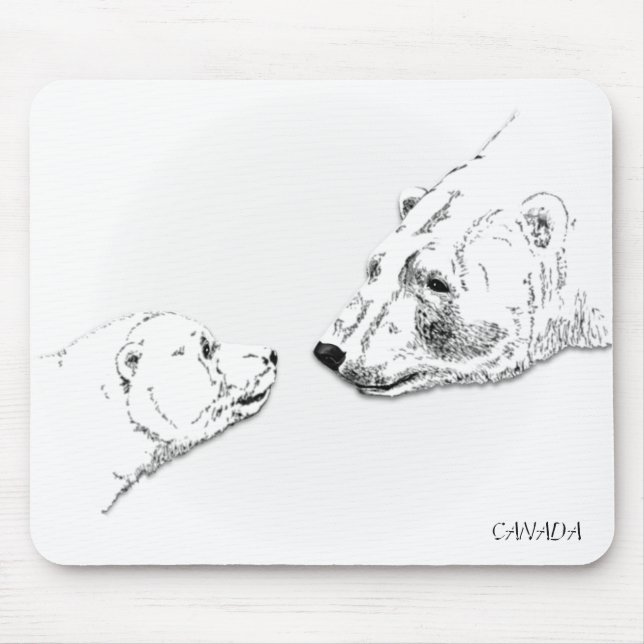 Kanada Polar Bear Mousepad Wildlife Art Mousepad Musmatta (Framsidan)