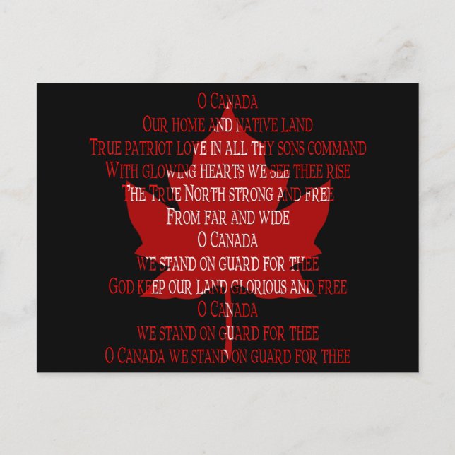 Kanada Postcards Kanada Anthem Souvenir Postcards Vykort (Framsida)