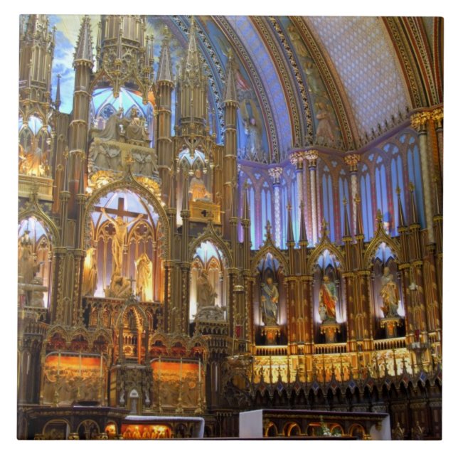Kanada, Quebec, Montreal. Interiör av Notre Kakelplatta (Framsidan)