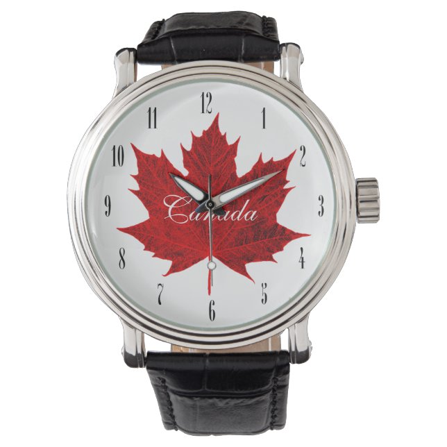Kanada-Red Maple Löv/anpassade Armbandsur (Framsida)