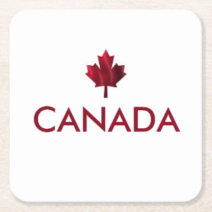 Kanada Red Maple Löv Underlägg Papper Kvadrat