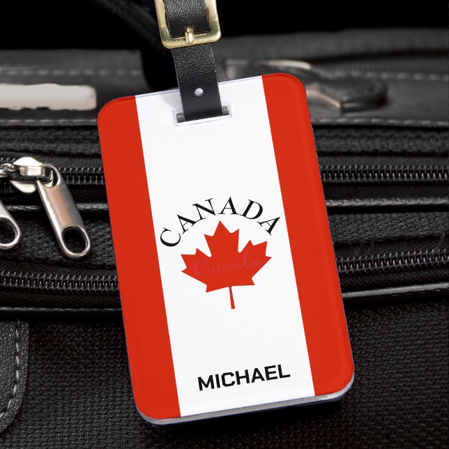 Kanada Red & White Canadian Flagga Bagagebricka (canada canadian flag luggage tag)