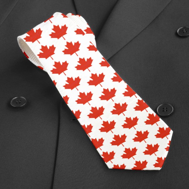 Kanada Red White Canadian Flagga Maple Löv Mönster Slips (Canada Red White Canadian Flag Maple Leaf Pattern Neck Tie)