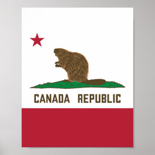 Kanada Republiken Kalifornien Flagga Beaver Poster