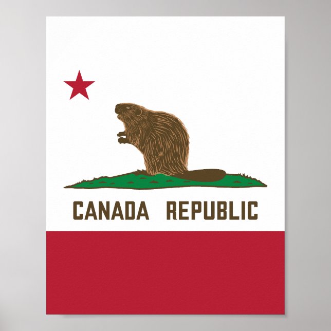 Kanada Republiken Kalifornien Flagga Beaver Poster (Framsidan)