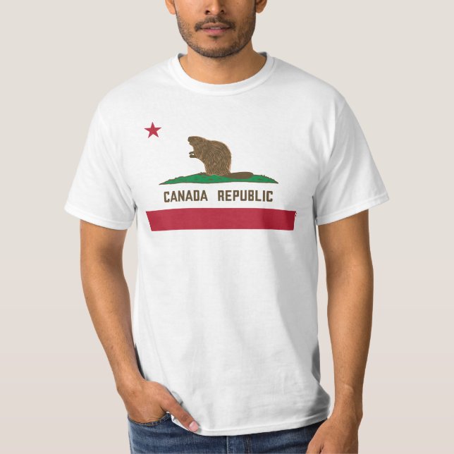 Kanada Republiken Kalifornien Flagga Beaver T Shirt (Framsida)