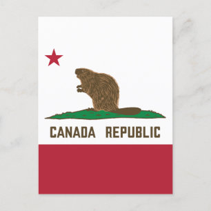 Kanada Republiken Kalifornien Flagga Beaver Vykort