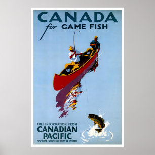Kanada Resa Poster Fiske Konst Retro Prin