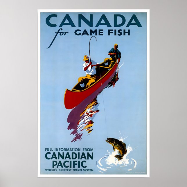 Kanada Resa Poster Fiske Konst Retro Prin (Framsidan)