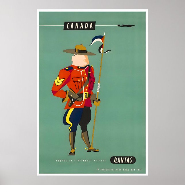 Kanada Resa Poster Mountie Konst Qantas Airline (Framsidan)