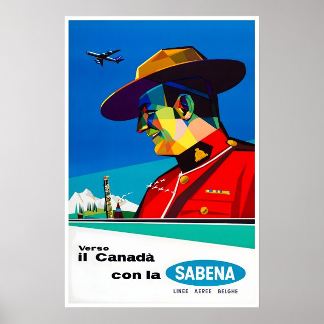 Kanada Resaffiche Sabena Airlines Art Mountie Poster (Framsidan)