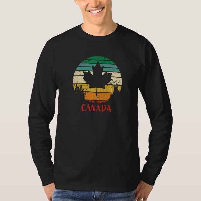 Kanada Retro Distress Maple Löv T Shirt (Framsida)