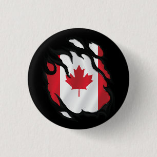 Kanada Rippad Flagga Knapp
