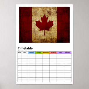 Kanada/riven flagga/tidtabell poster