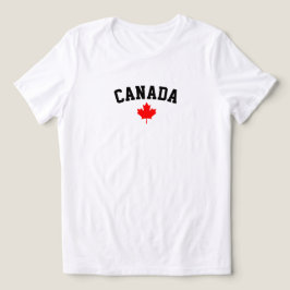 Kanada Röd Lönnlöv Minimalistisk Böjd Text T Shirt
