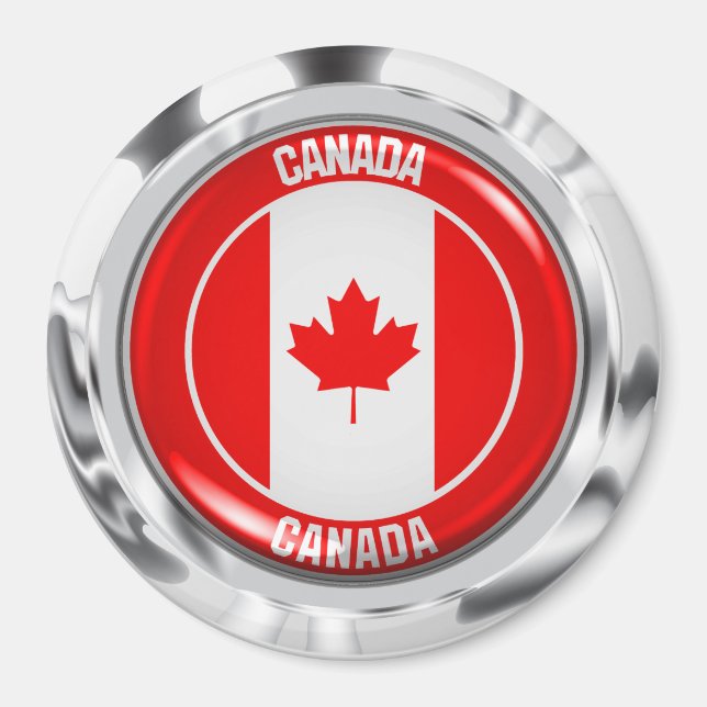 Kanada Round Emblem Magnet (Framsidan)