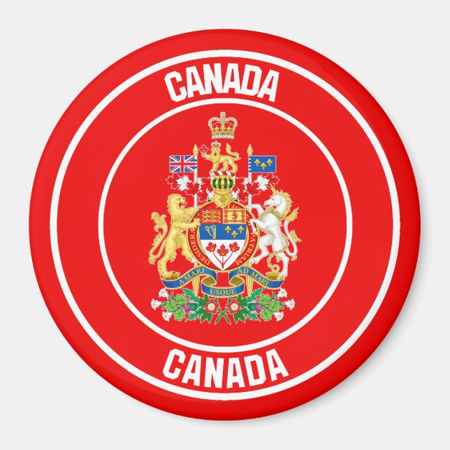 Kanada Round Emblem Magnet (Framsidan)