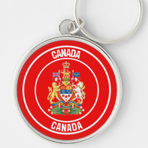 Kanada Round Emblem Rund Silverfärgad Nyckelring