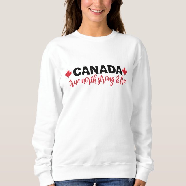 Kanada sann norra stark och fri t shirt (Framsida)