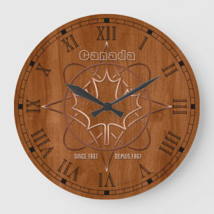 Kanada sedan 1876, Acrylic Wall Clock av träkoppar Stor Klocka