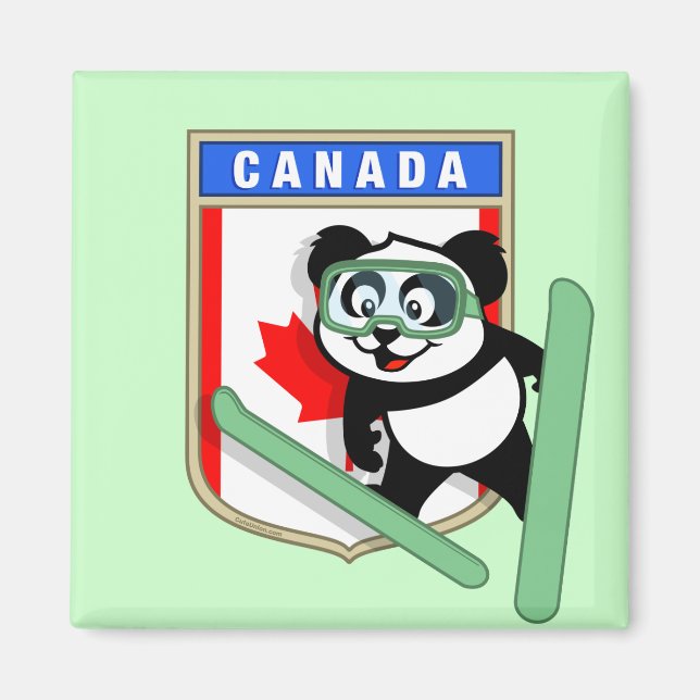Kanada Ski-hopping Panda Magnet (Framsidan)