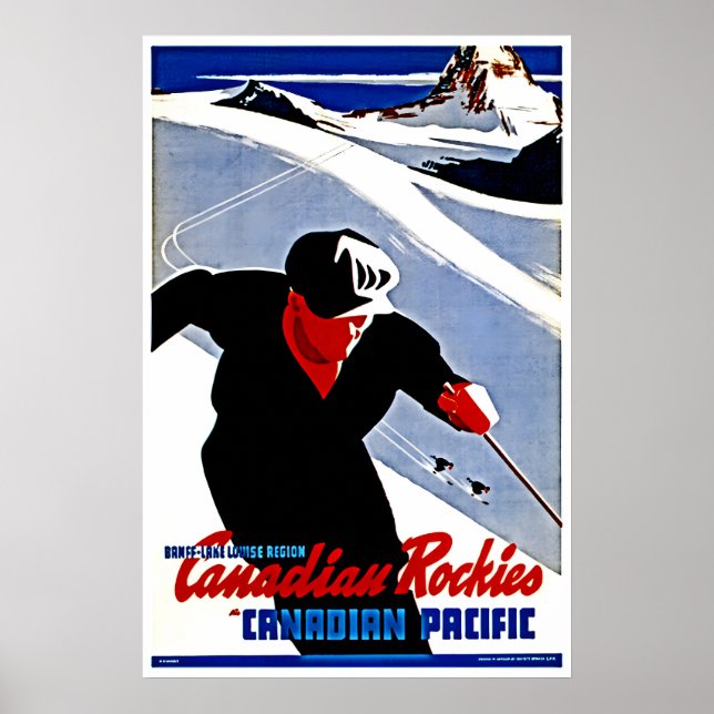 Kanada skidposter Banff konst Lake Louise tryck (Framsidan)