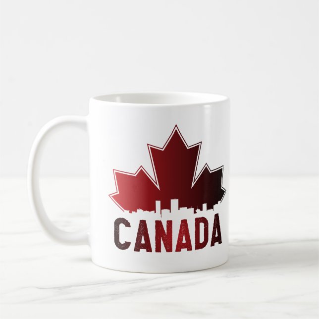 Kanada Skyline Gradient Maple Löv Patriotic Kaffemugg (Vänster)