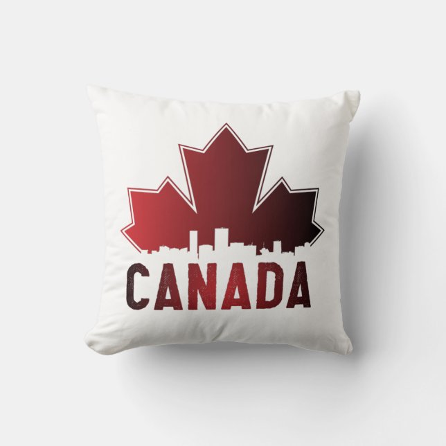 Kanada Skyline Gradient Maple Löv Patriotic Kudde (Framsida)