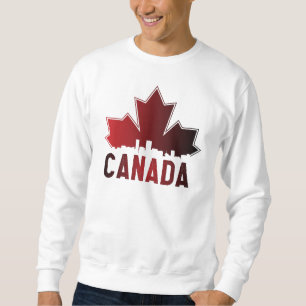 Kanada Skyline Gradient Maple Löv Patriotic Lång Ärmad Tröja