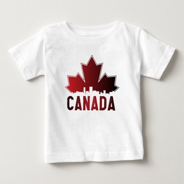 Kanada Skyline Gradient Maple Löv Patriotic T Shirt (Framsida)