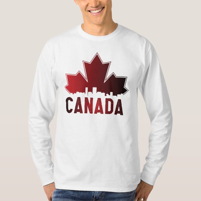 Kanada Skyline Gradient Maple Löv Patriotic T Shirt (Framsida)