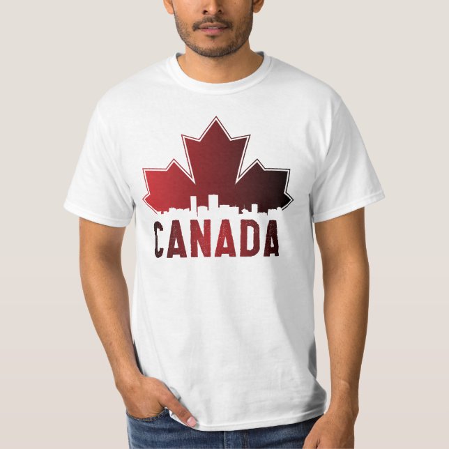 Kanada Skyline Gradient Maple Löv Patriotic T Shirt (Framsida)