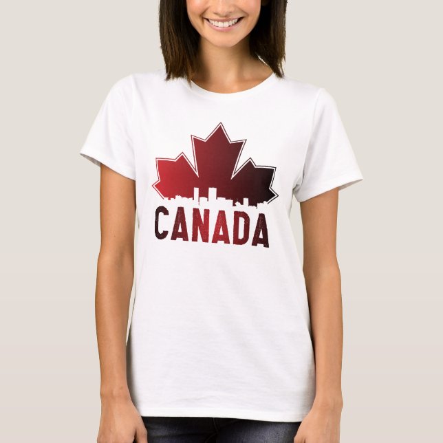 Kanada Skyline Gradient Maple Löv Patriotic T Shirt (Framsida)