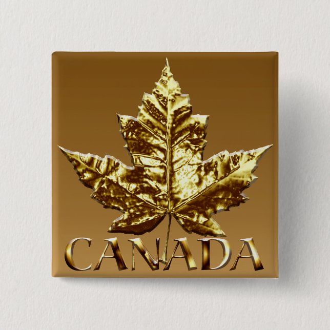 Kanada Souvenir Button Guld Canada Buttons Gifts Knapp (Framsida)
