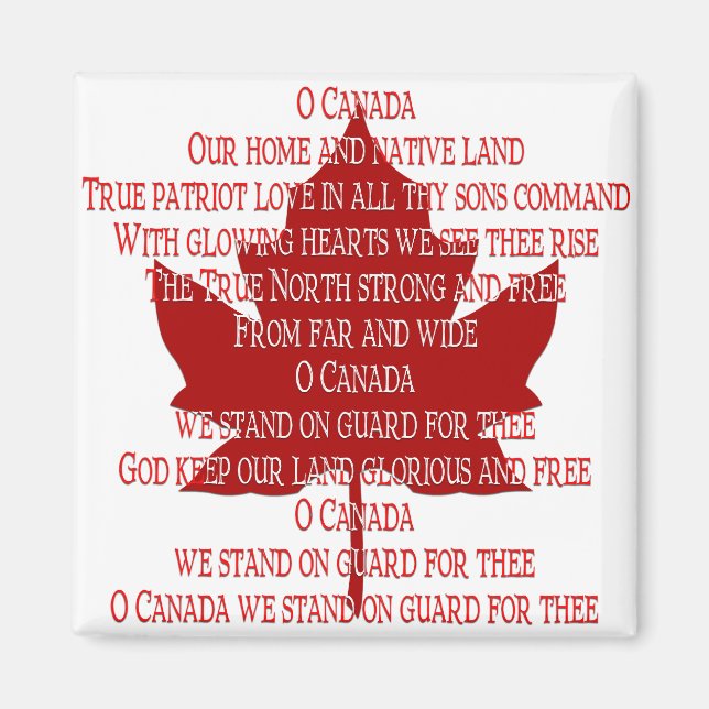Kanada Souvenir Fridge Magnet Canada Anthem Magnet (Framsidan)