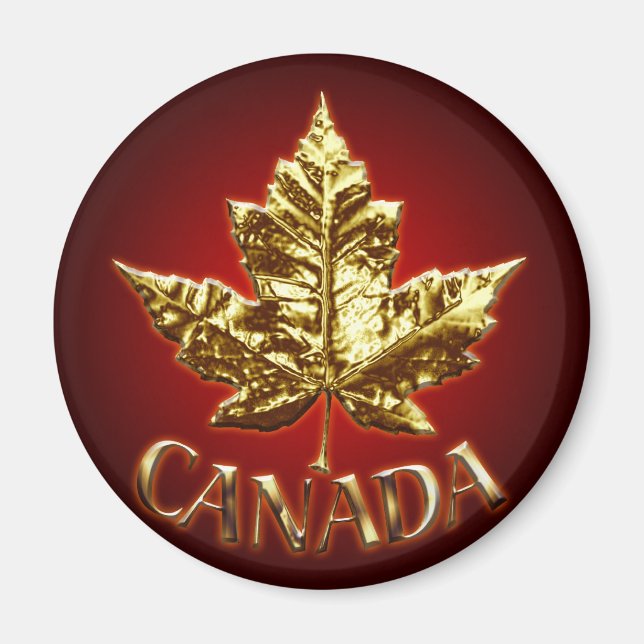 Kanada Souvenir Fridge Magnet Guld Maple Löv Gift (Framsidan)