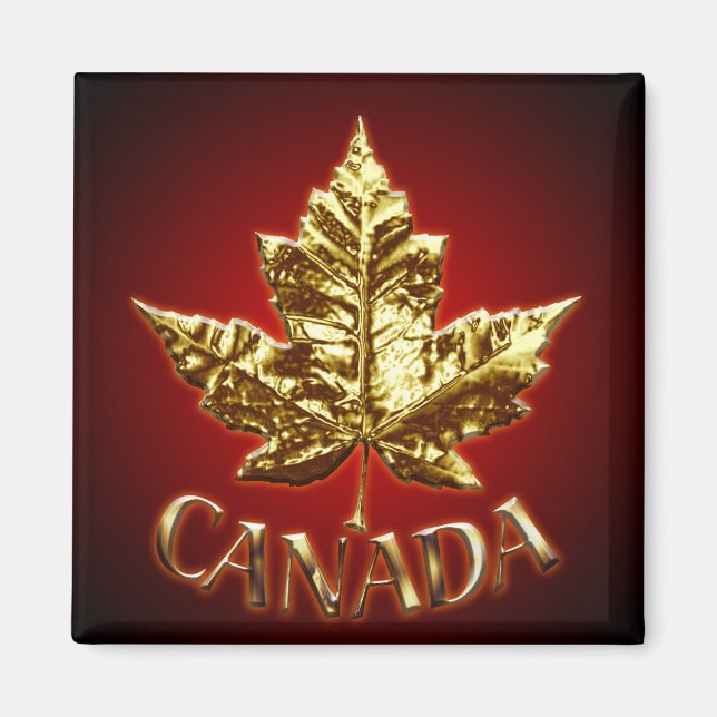 Kanada Souvenir Fridge Magnet Guld Maple Löv Gift (Framsidan)