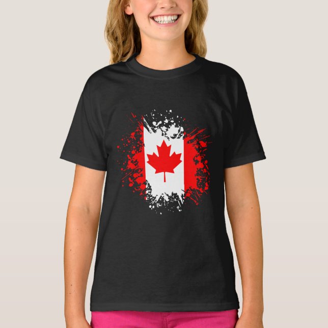 Kanada Souvenir Landmark, White North Flagga Trave T Shirt (Framsida)