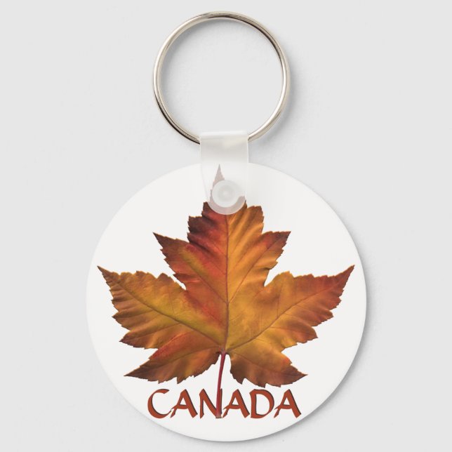 Kanada Souvenir Nyckelring Guld Chrome Maple Löv (Framsida)