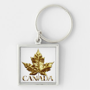 Kanada Souvenir Nyckelring Guld Chrome Maple Löv