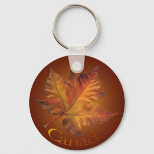Kanada Souvenir Nyckelring Guld Chrome Maple Löv