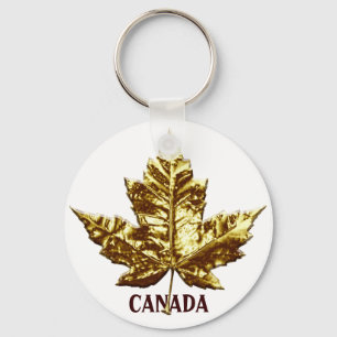 Kanada Souvenir Nyckelring Guld Chrome Maple Löv
